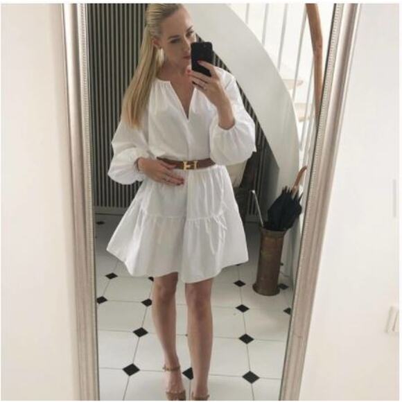 HM NWT BLOGGER FAV COTTON TIERD HIPPIE BOHO CHIC WESTERN WHITE DRESS SMALL - Picture 10 of 10